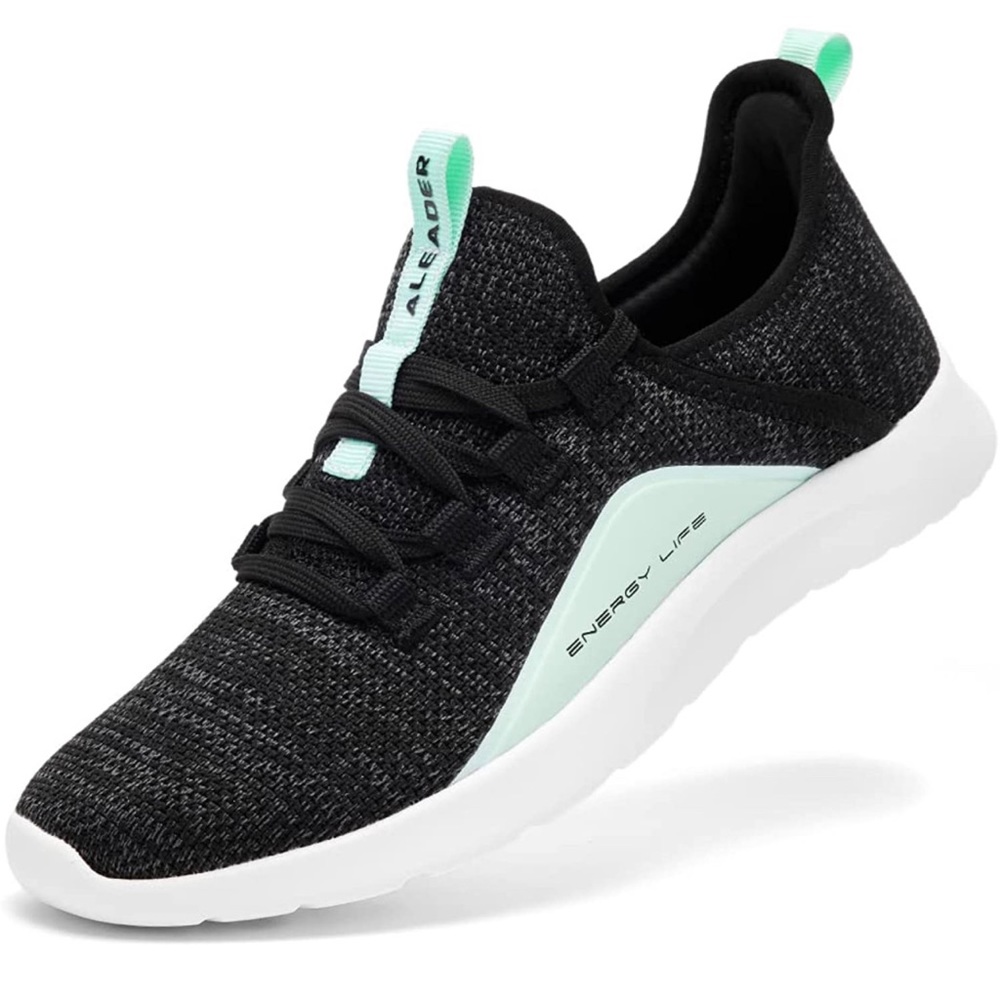 NWT ALEADER Women's Energycloud Lightweight SlipOn Walking Shoes 9.5 Black Aqua